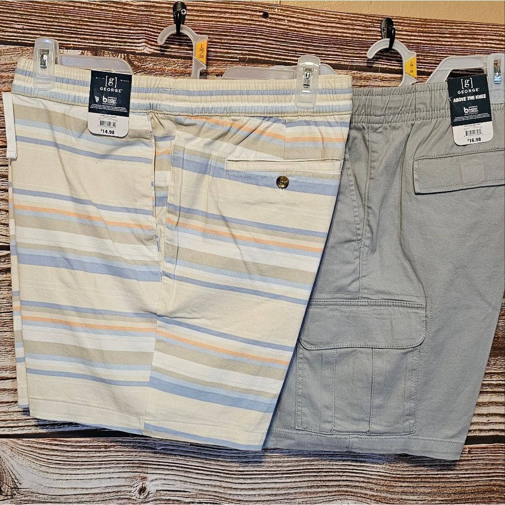 George shorts set of (2) men's large 36/38" soft silver/ Multicolored NWT